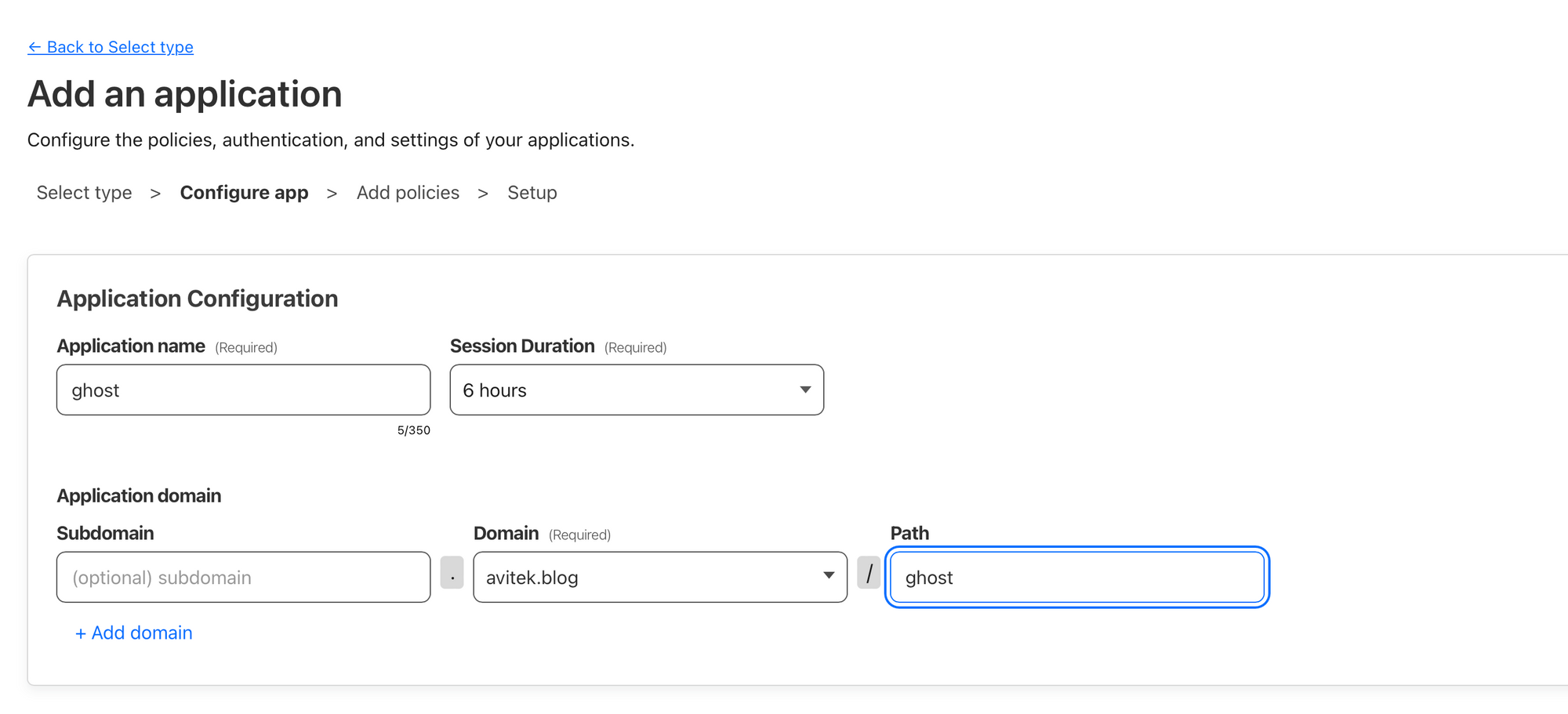 Configuring path and authentication options.